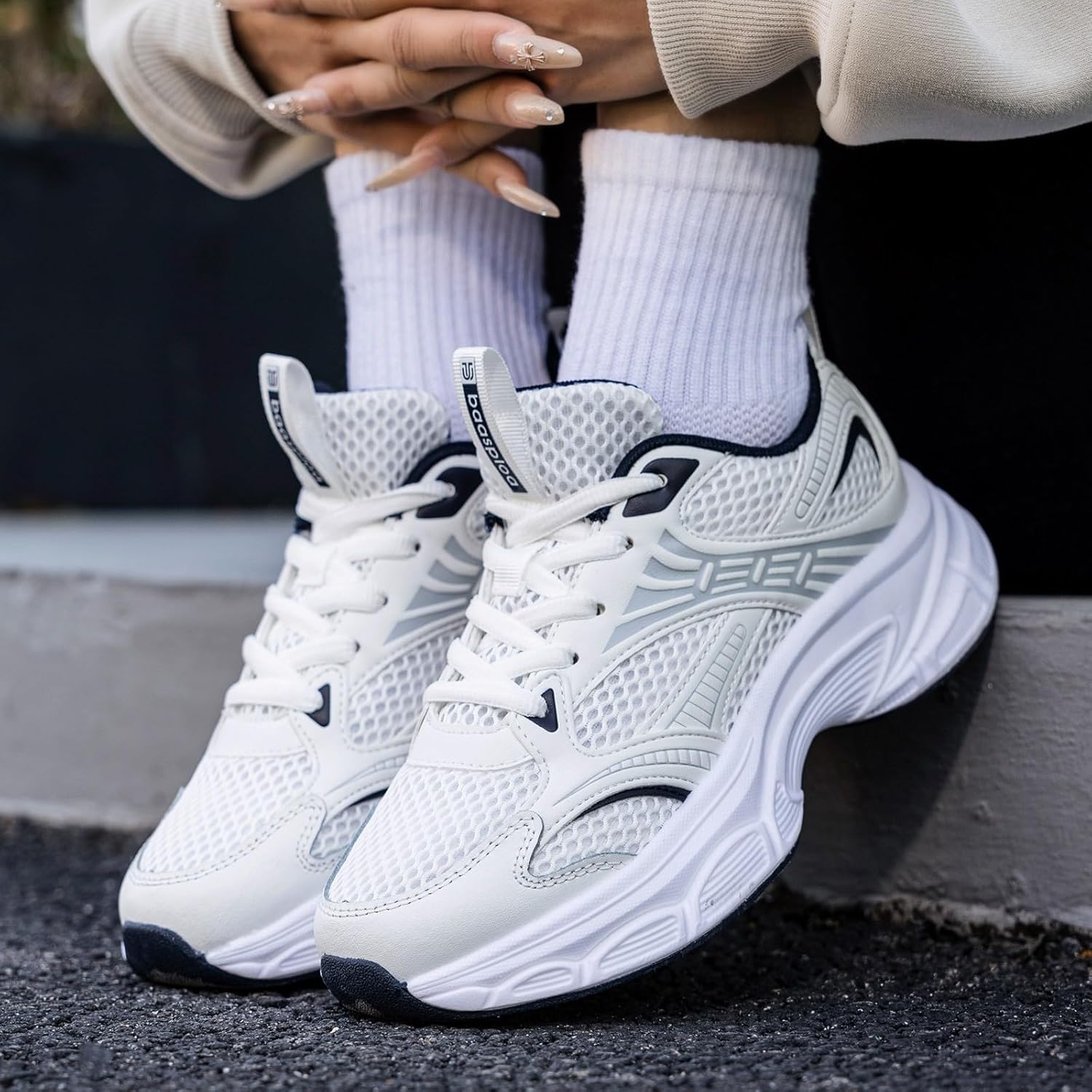 Women's Fashion Sneakers Chunky Breathable Walking Shoes Casual Mesh Athletic Tennis Shoes with Thick Sole for Women Gym Workout - Image 2