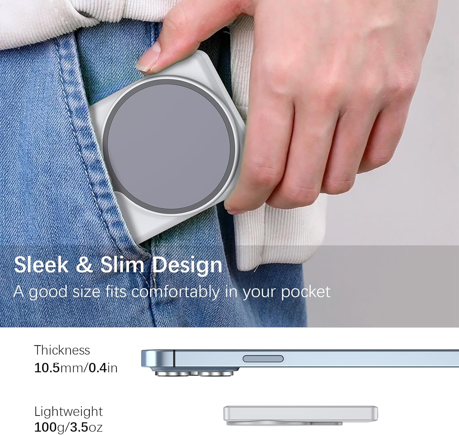 Selfie Monitor Screen for iPhone Magnetic Mount Vlog Live Stream Rear Connection with Remote Control, Compatible with iPhone （Not Support iPhone 17(White)