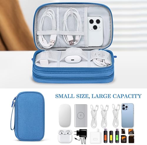 Vista 268 de FYY Organizador para cosas electrónicas, para viajes, para cables, cargadores, celular y auriculares, estuche portátil, impermeable, doble capa