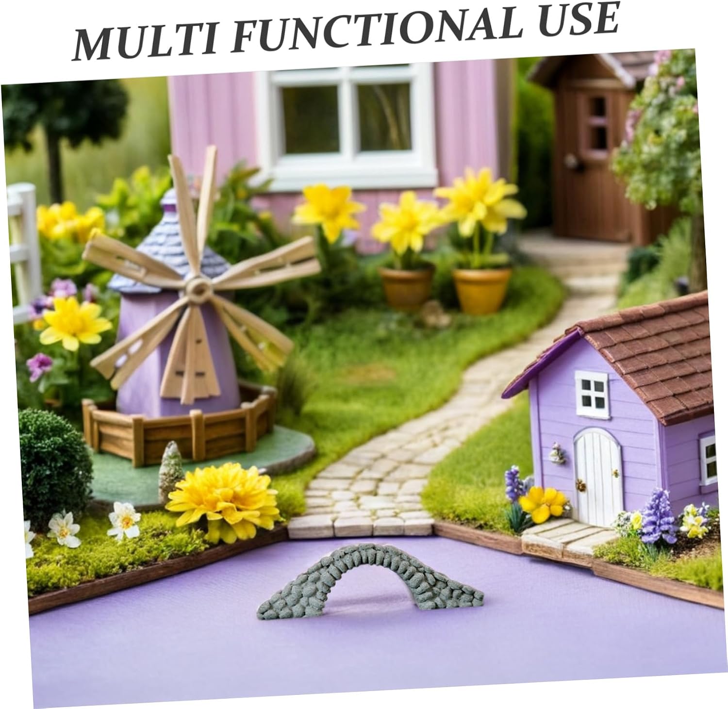 Mikikit Miniature Resin Bridge Figurine for Bonsai Decor Small Garden Landscape Accessory Cute Bridge Model for and Terrariums and Safe Design