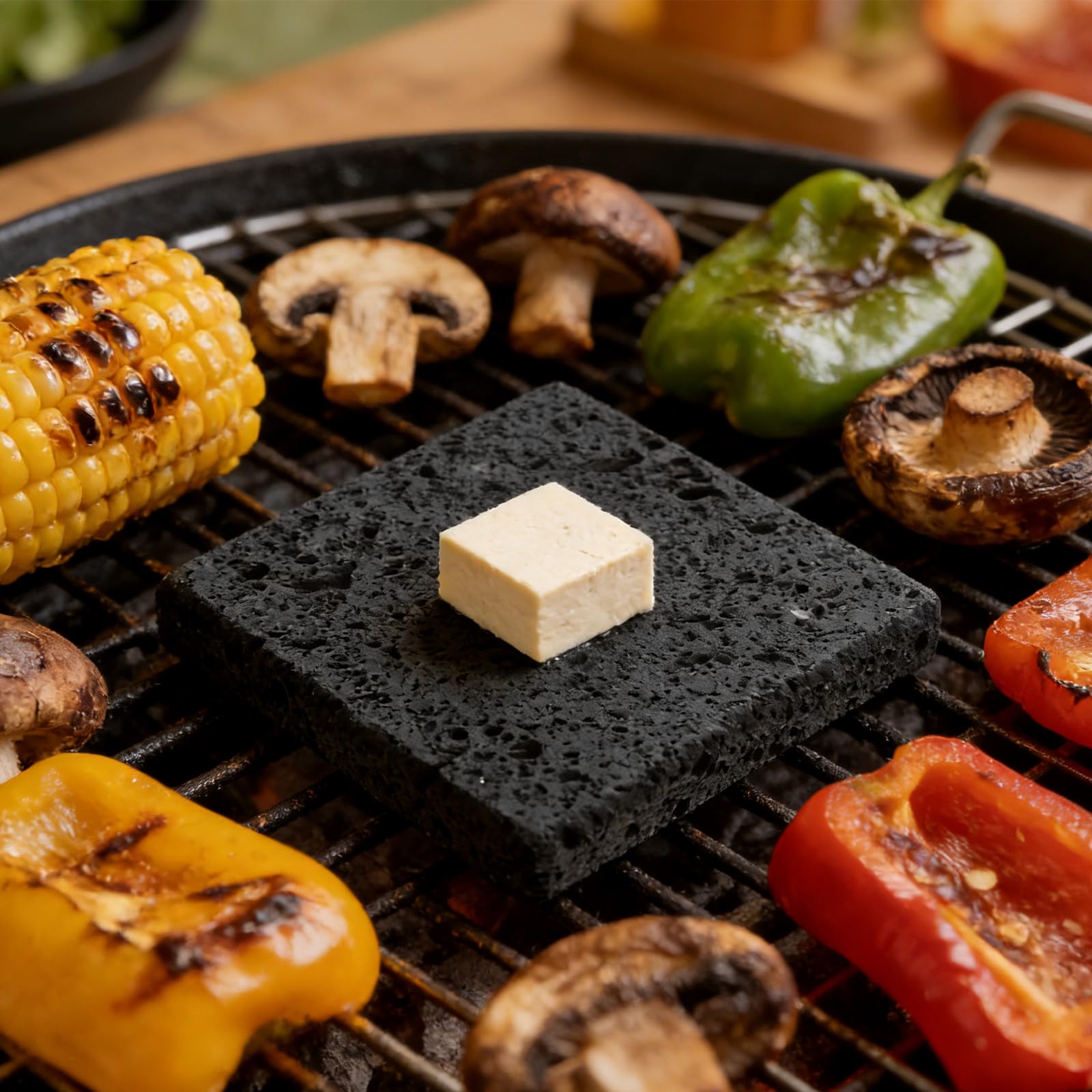 Kamień do gotowania z lawą do biwakowania na świeżym powietrzu, płyta z wulkanicznej skały, 3,9" x 3,9" x 0,6&;, koreański kamień do grillowania i pieczenia potraw