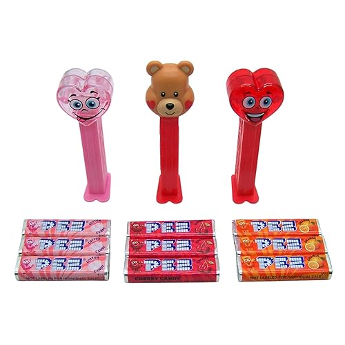 Miniatura 8 de PEZ Valentine Candy and Dispensers, corazón rosa, corazón rojo y oso, paquete de 3