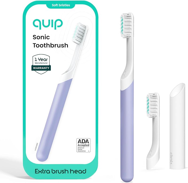 Sonic Electric Toothbrush for Adults with Timer - Includes Travel Case & Replacement Brush Head - 3 Month Battery Life, Plastic Handle - Lavender