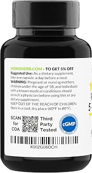 MONOHERB Riboflavin 5'-Phosphate 50 mg - 90 Vegetarian Capsules - Bioactive Vitamin B2 - Made in USA