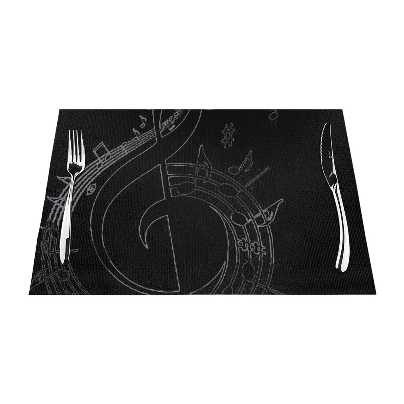 PVC Placemat Set of 4 PCS, 45x30 CM, music Printed Non-Slip Heat Resistant Place Mats for Kitchen Dining Table Indoor Outdoor