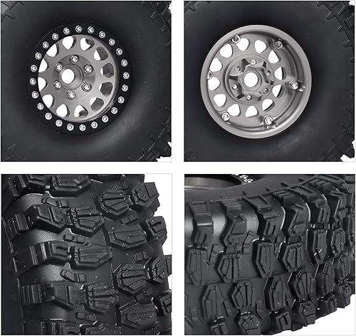 Miniatura 5 de HobbyPark 1.9 Ruedas y neumáticos Beadlock de 4.72 pulgadas de altura con herramienta de montaje para Traxxas TRX4 Axial SCX10 II III Redcat Gen8