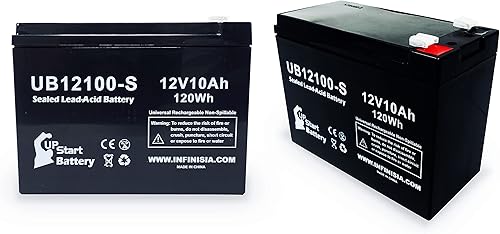 Miniatura 5 de Paquete de 2 baterías de repuesto para Pihsiang 109101-77300-10P – Batería de repuesto UB12100-S universal sellada de plomo ácido (12 V, 10 Ah,