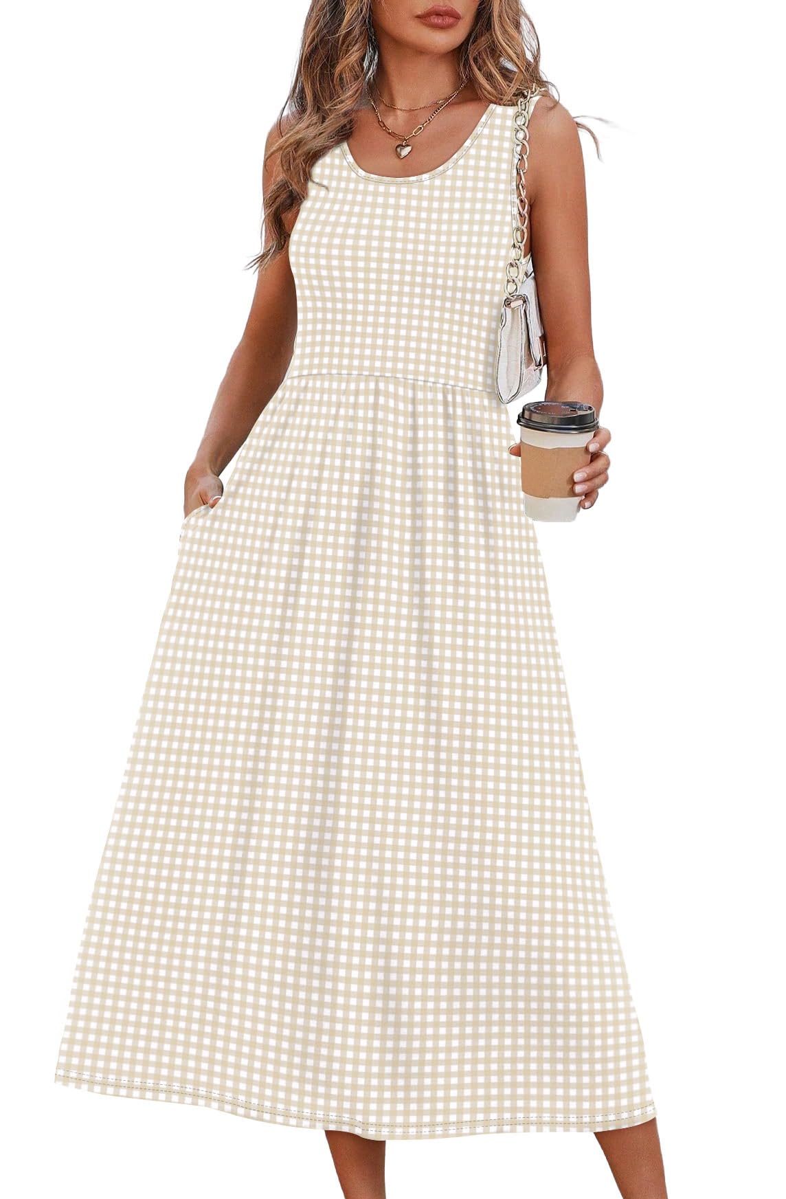 WIHOLL Summer Dresses for Women Flowy Casual Midi Dress Beach Vacation Sundresses with Pockets OEKO-TEX STANDARD 100