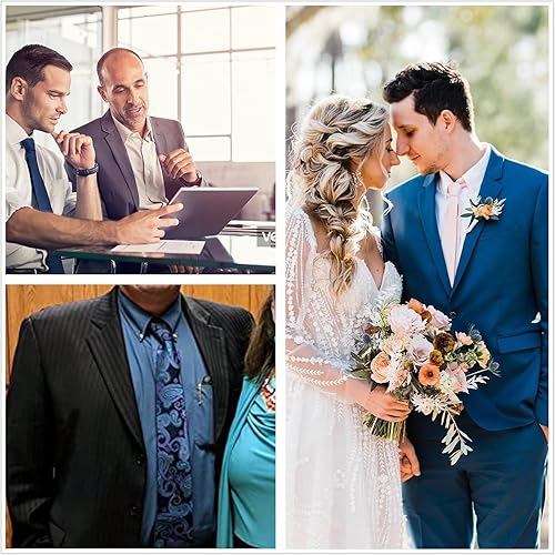 Miniatura 8 de HISDERN Lazos para hombre corbata de cachemira y bolsillo cuadrados tejidos flores clásicas para hombre pañuelo fiesta de boda corbata