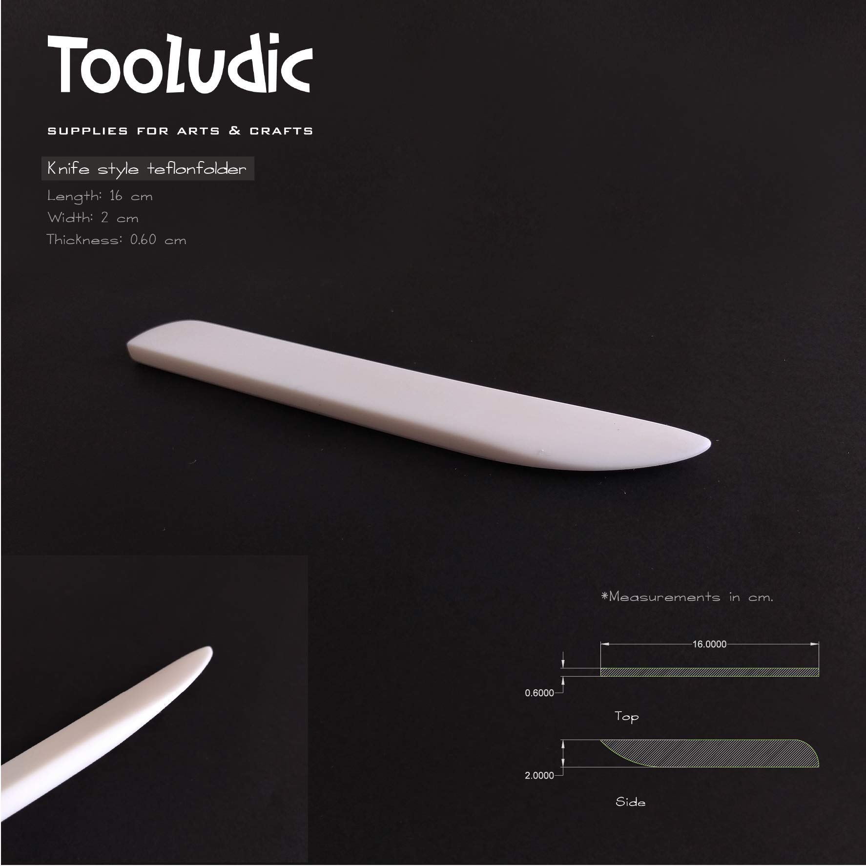 Teflon Bonefolder Scrapbooking Tool Knife 2 for Paper Binding Leather Crafts, Card Making and Office Supplies (White)