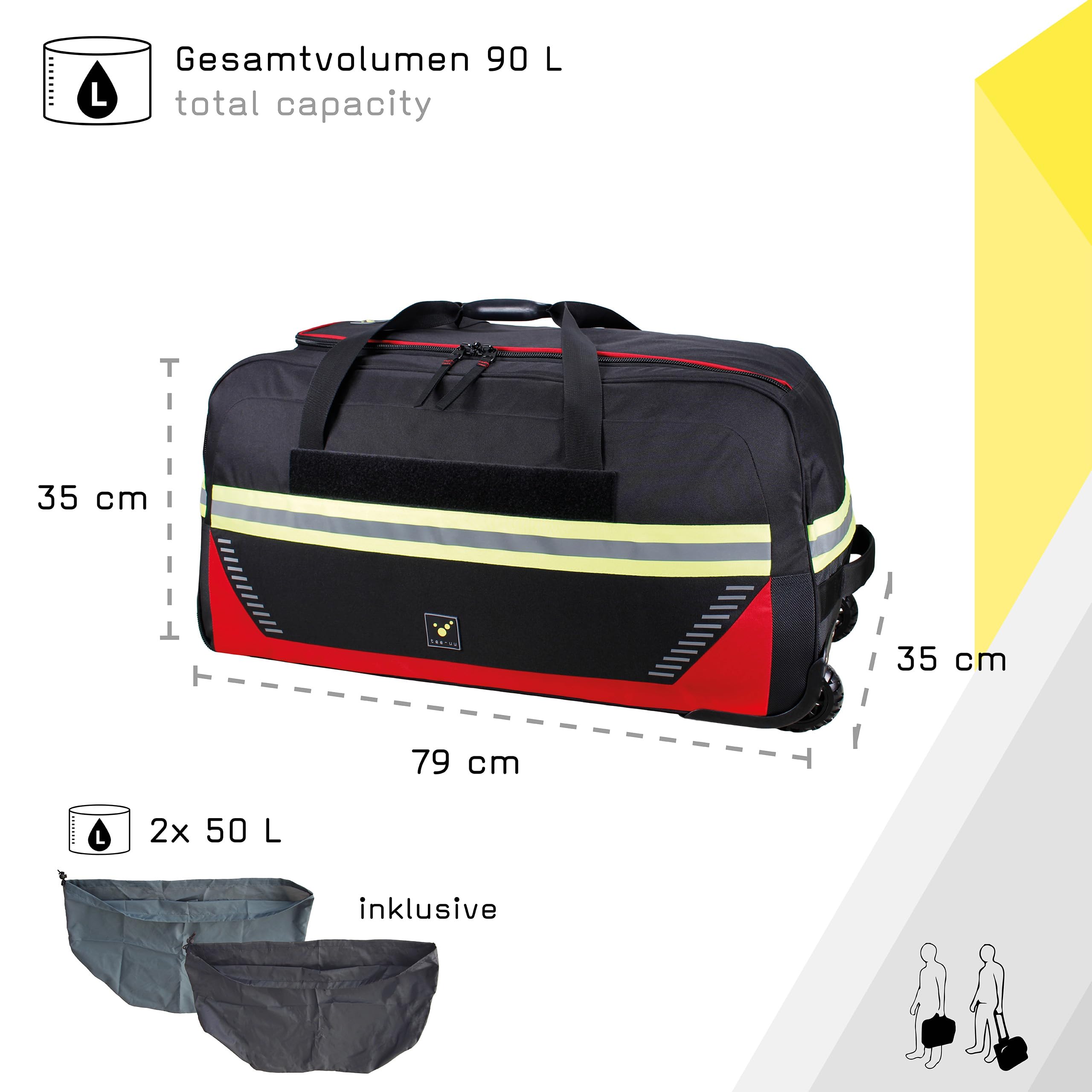 tee-uu TROLLEYBAG EVO Bekleidungstasche | Trolley-Tasche | 90 L Stauraum | Verschiedene Varianten (AB-Feuerwehr)