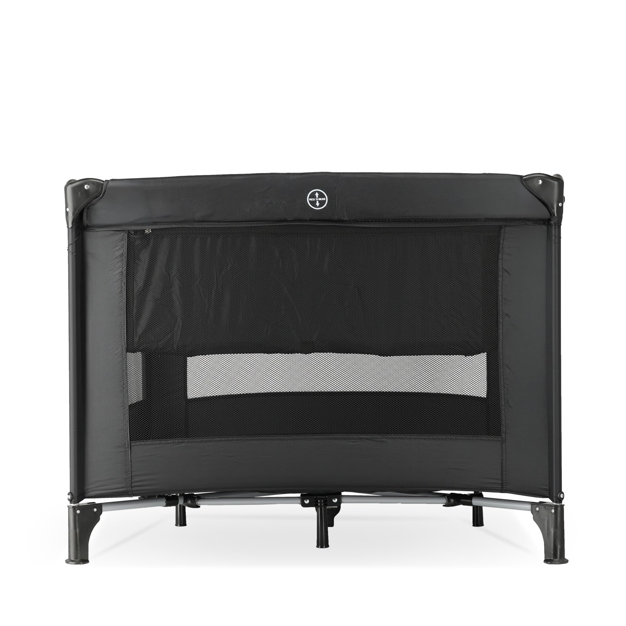 Deryan Lit Parapluie Bébé avec Matelas Inclus, 0-5 Ans (0-20 kg), Léger 9 kg, Grand Matelas, Ouverture Latérale, Design Pliable, Sac de Transport Inclus, 100 x 100 cm (Noir)