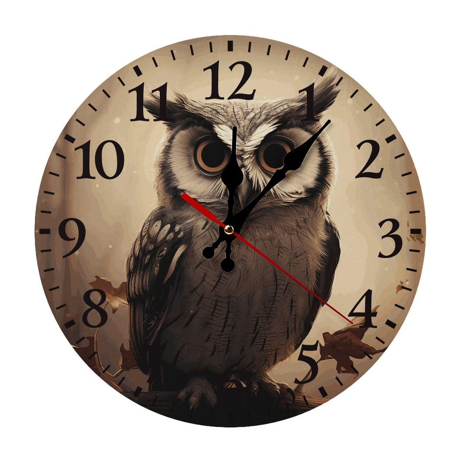 NTVOWPZO 10 Inch Wall Clock Cute Owl Battery Operated Wall Clocks Silent Non-Ticking Round Wall Clock for Living Room Kitchen Home Office Wall Decorative Clock
