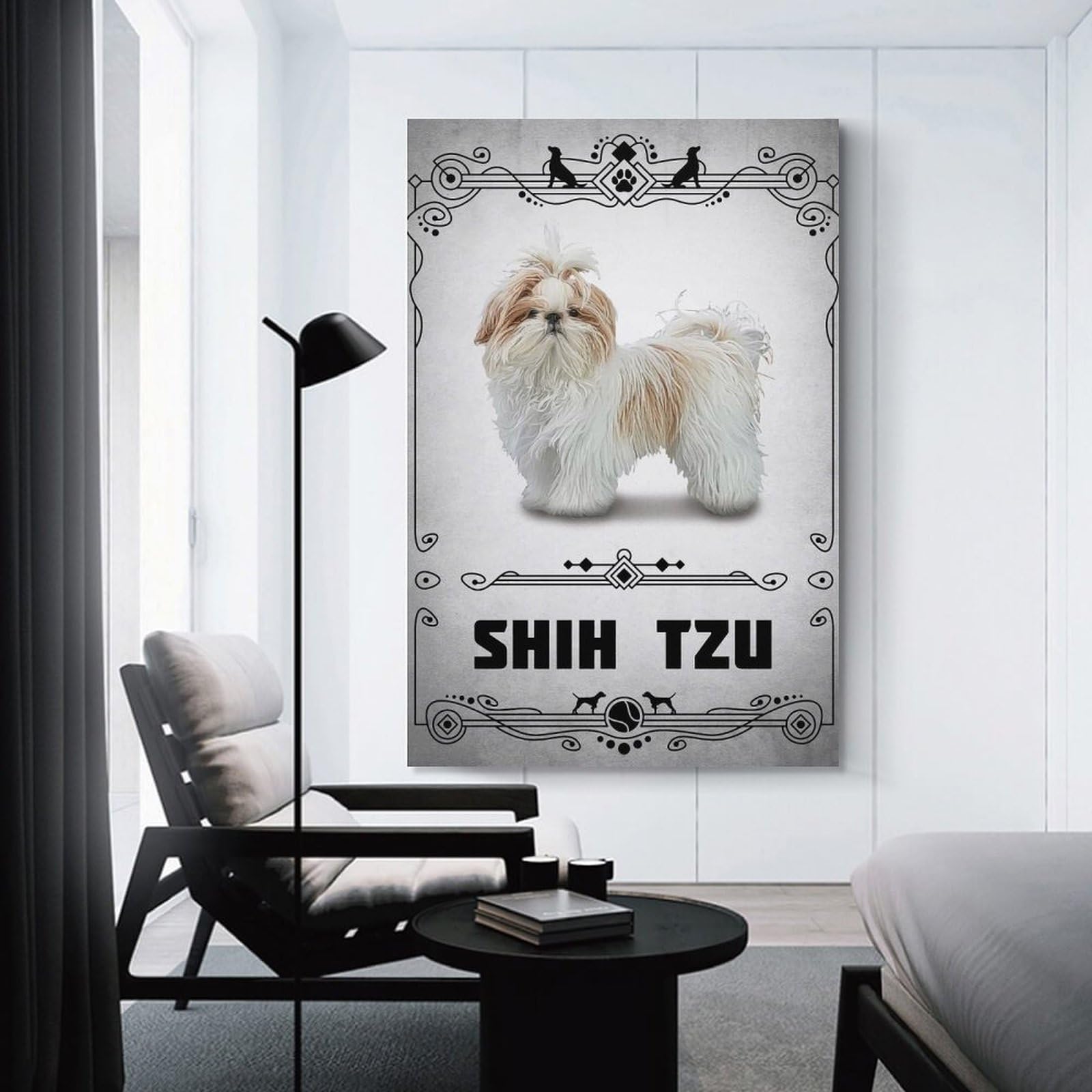 Junmoney Shih Tzu Wall Picture Print 20x30inch(50x75cm), for Work Areas, Reading Rooms Or Studios, An Interior Accent for Desk Areas