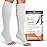 Zipper Compression Socks for Women and Men Open Toe 15-20mmhg Medical Zippered Compression Socks with Zip Guard for Skin Protection (4XL, White)