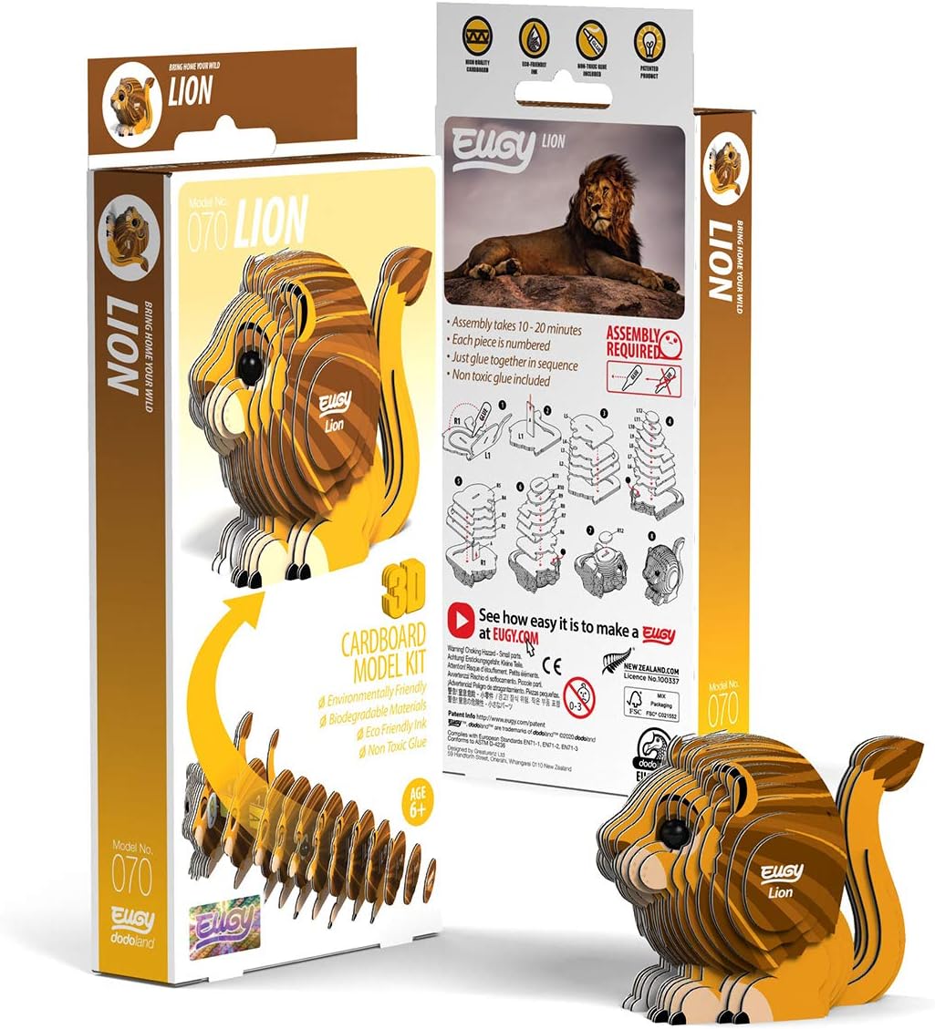 Eugy Lion 3D Puzzle - 24 Piece Eco-Friendly Educational Toy Puzzle for Boys, Girls & Kids Ages 6+