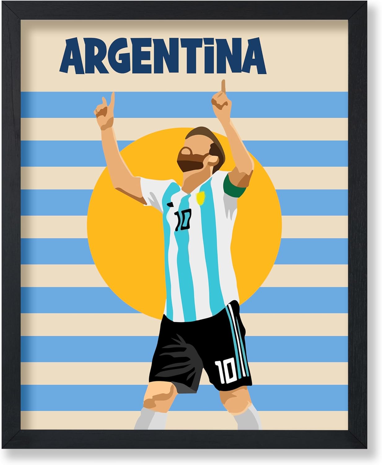 Poster Master Sports Poster - Argentina Print - Soccer Art - Lionel Illustration - Soccer Player Design - World Cup Print - Great Living Room or Gym Wall Decor - 8x10 UNFRAMED Wall Decor