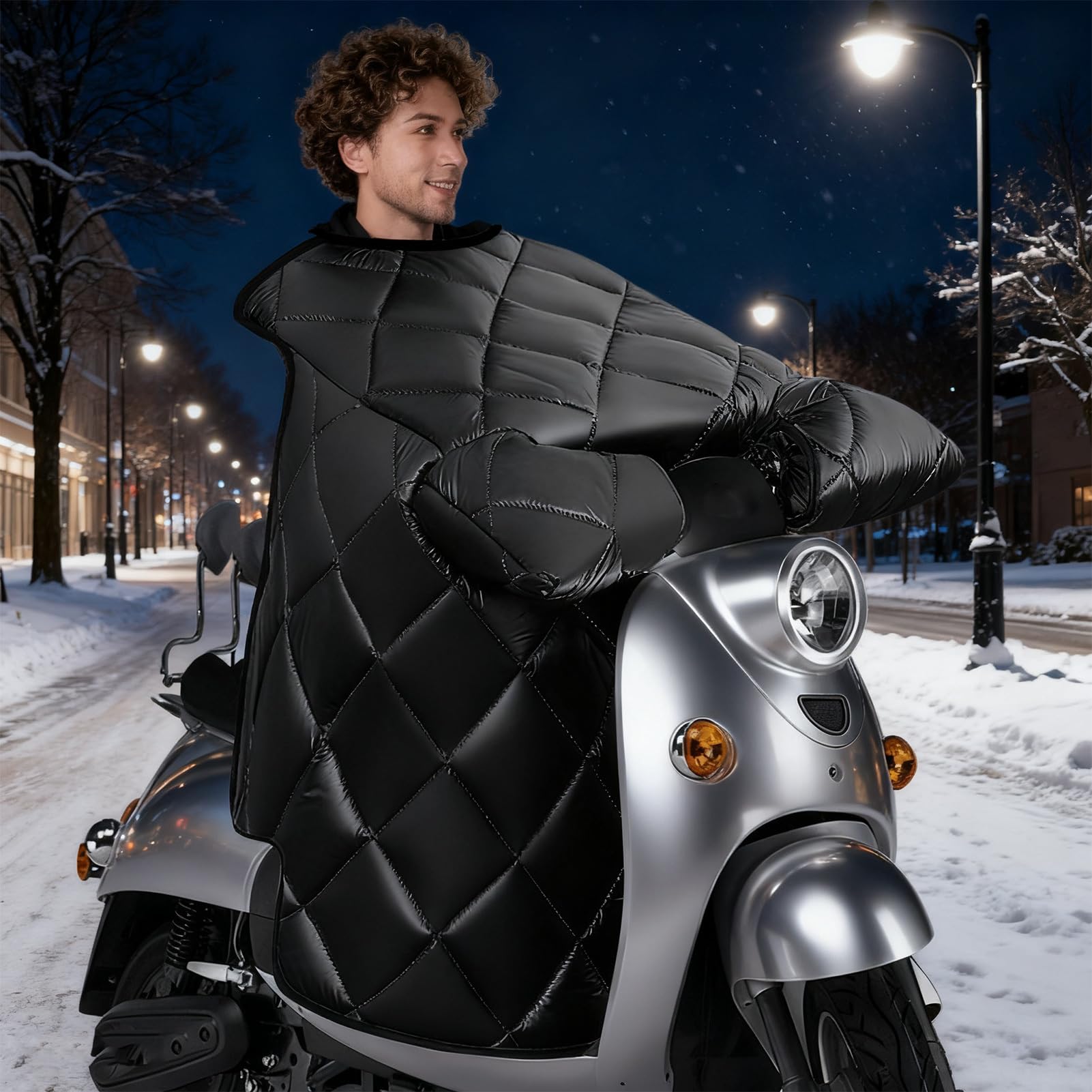 Coprigambe antivento per moto, in pelle PU, protezione confortevole, per bici elettrica, invernale, calda, per moto, scooter elettrico, freddo, pioggia, neve