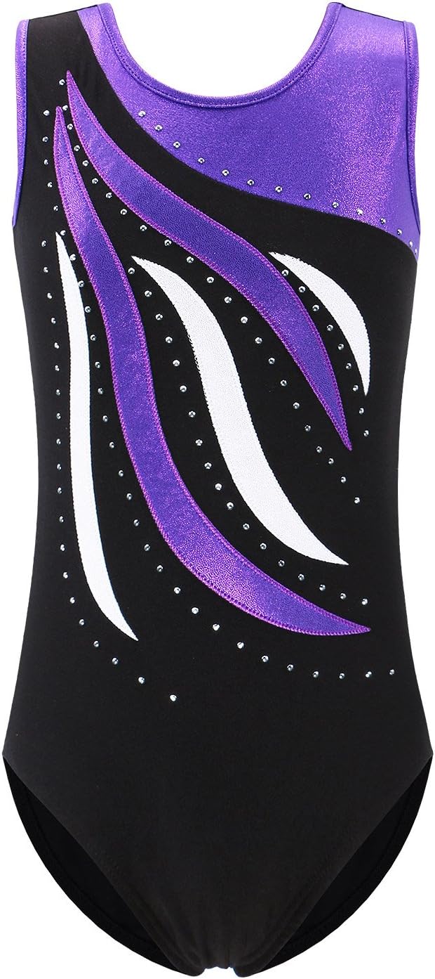 BAOHULU Leotards Girls Gymnastics Embroidery Shiny Aqua Rose Diamond Dance Clothes