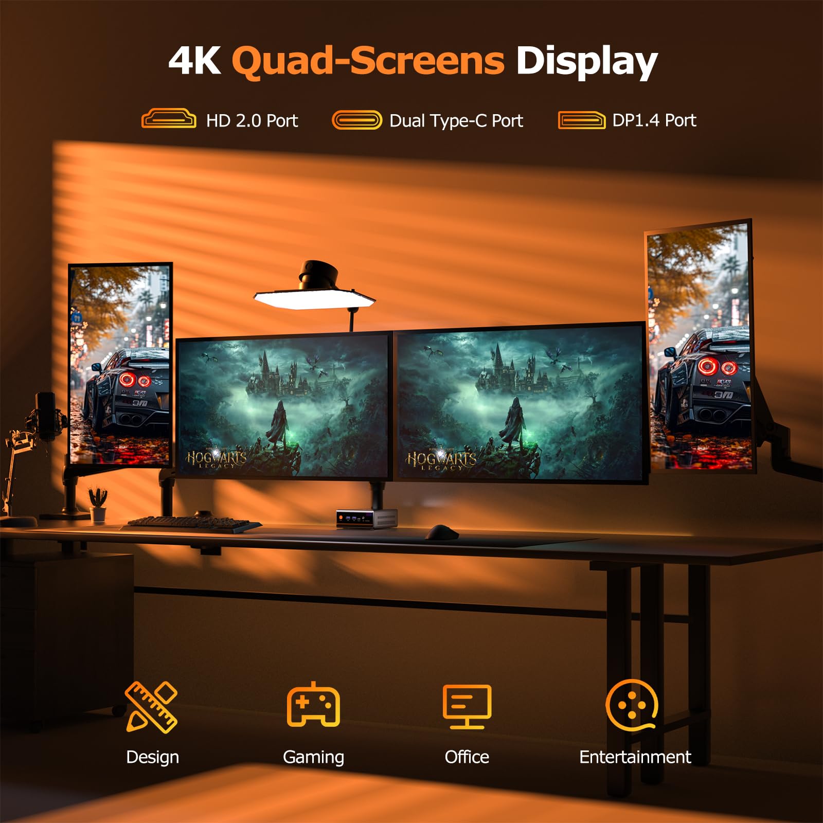 PELADN Mini PC para jogos HA-4, processador AMD Ryzen 7 Mini PC