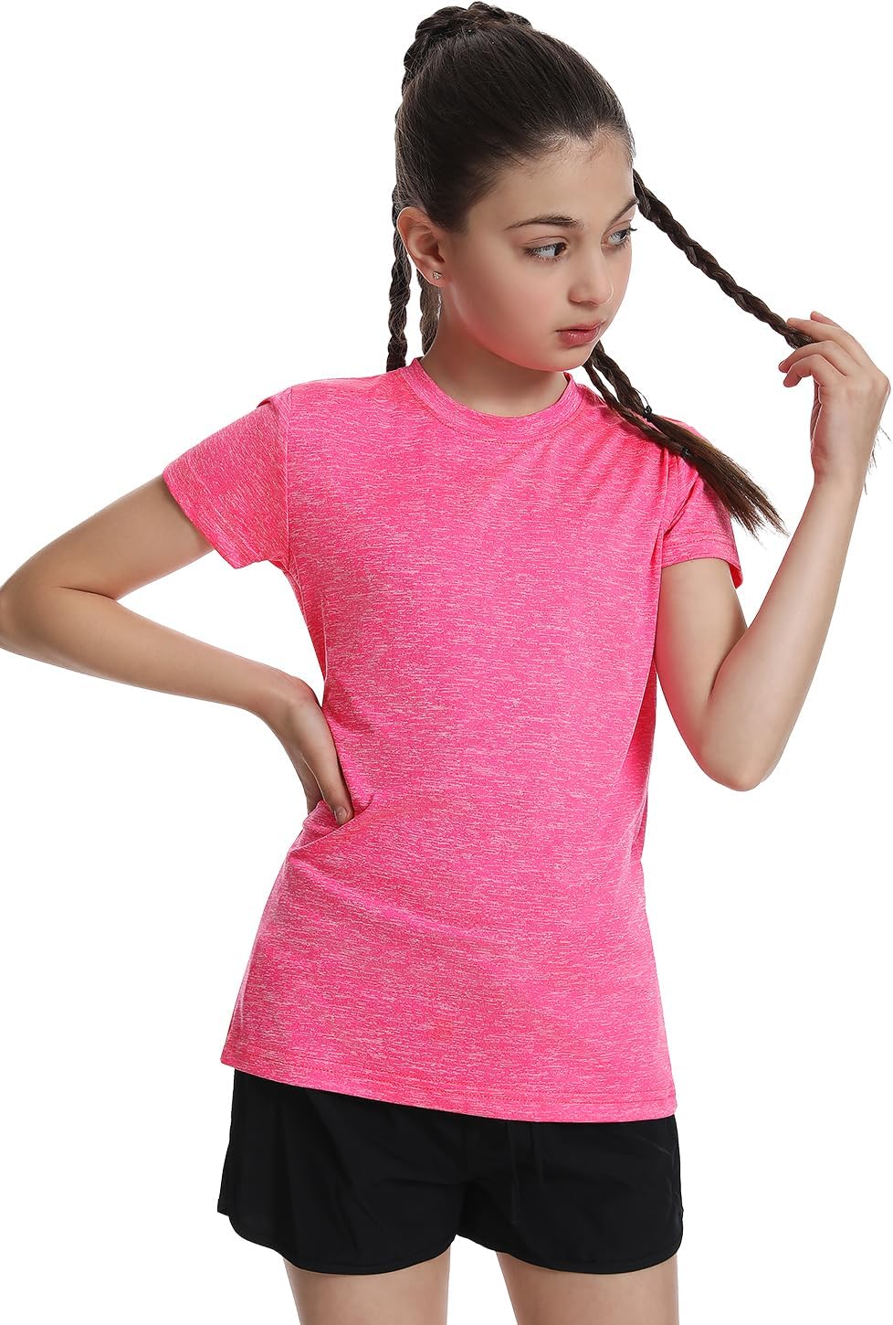 5 Pack Girls Athletic Shirts Short Sleeve Dry Fit Sports T-Shirts Crew Neck Activewear Tees Tops for Kids Teens - Image 2