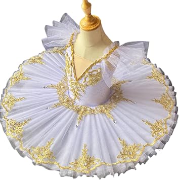 Professional Ballet Tutu Girls Platter Pancake Ballerina Party Dress Child Ballet Dance Costume,White,S