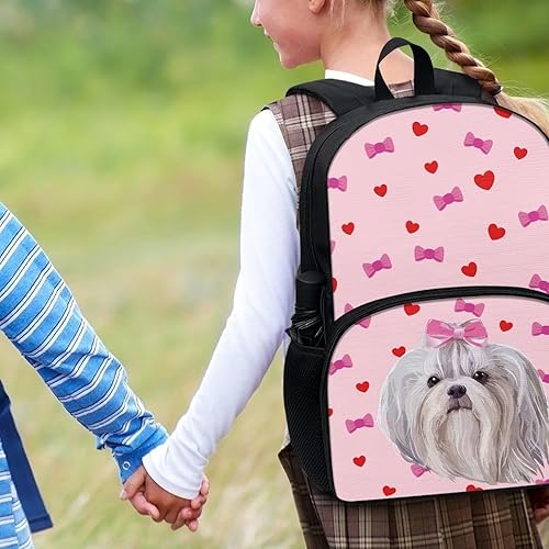 Miniatura 5 de AmzPrint Mochila para niñas y gatos para niños de 17 pulgadas, escuela primaria secundaria, bolsa escolar de gato atigrado (morado), Shih Tzu,
