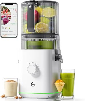 3-in-1 Cold Press Juicer for Juice, Nut Milk & Sorbet - Self Feeding Juicer Machines with Pre-Cut Blade, 6.5"&100oz Extra Large Chute Fits Whole Fruits & Vegetables, High Yield, Easy Clean