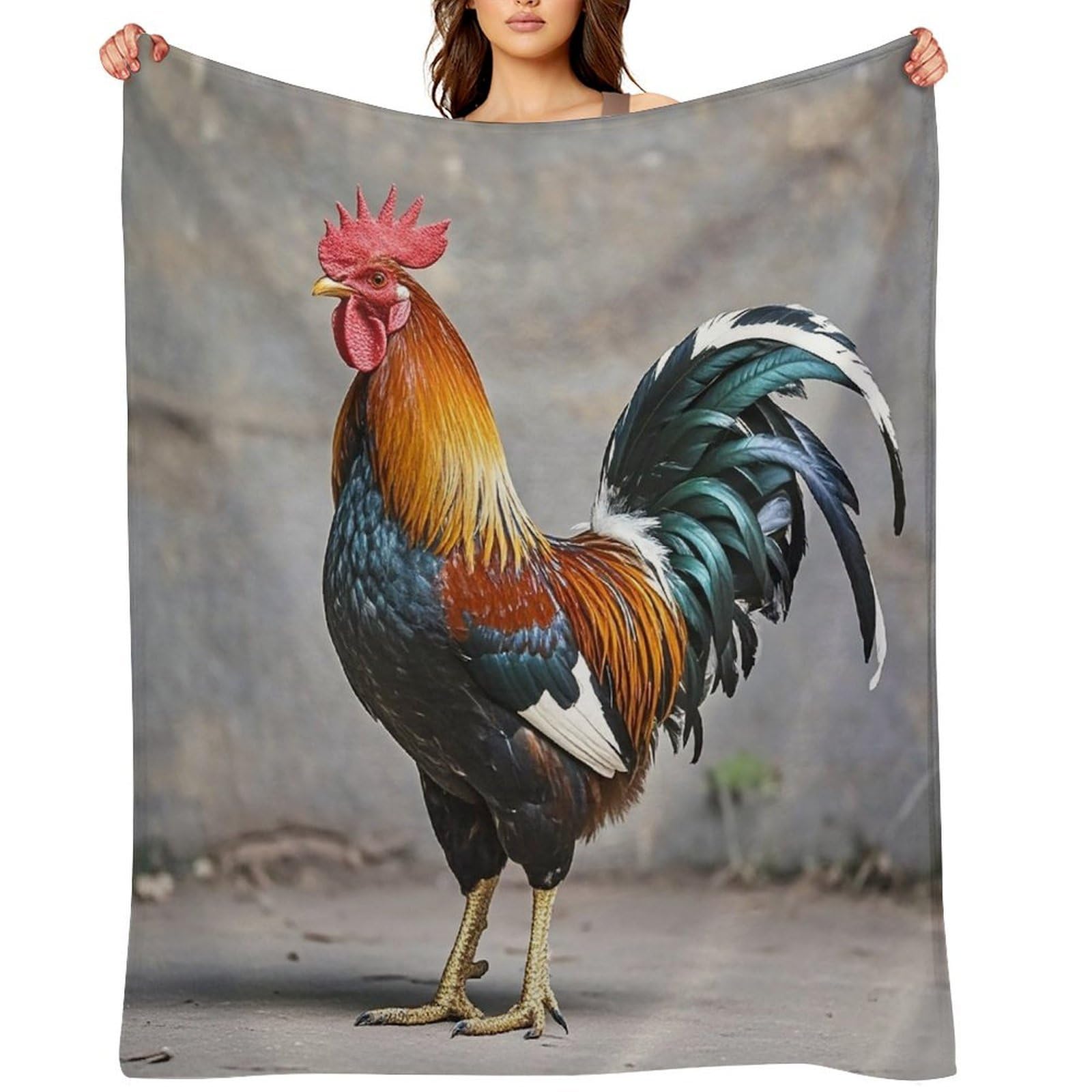 Flannel Rooster Throw Blanket for Couch Super Soft Fuzzy Cozy Flannel Blankets No Shed No Pilling FAnti-Static Winter Bed Blanket Decorative and Giftable Blankets