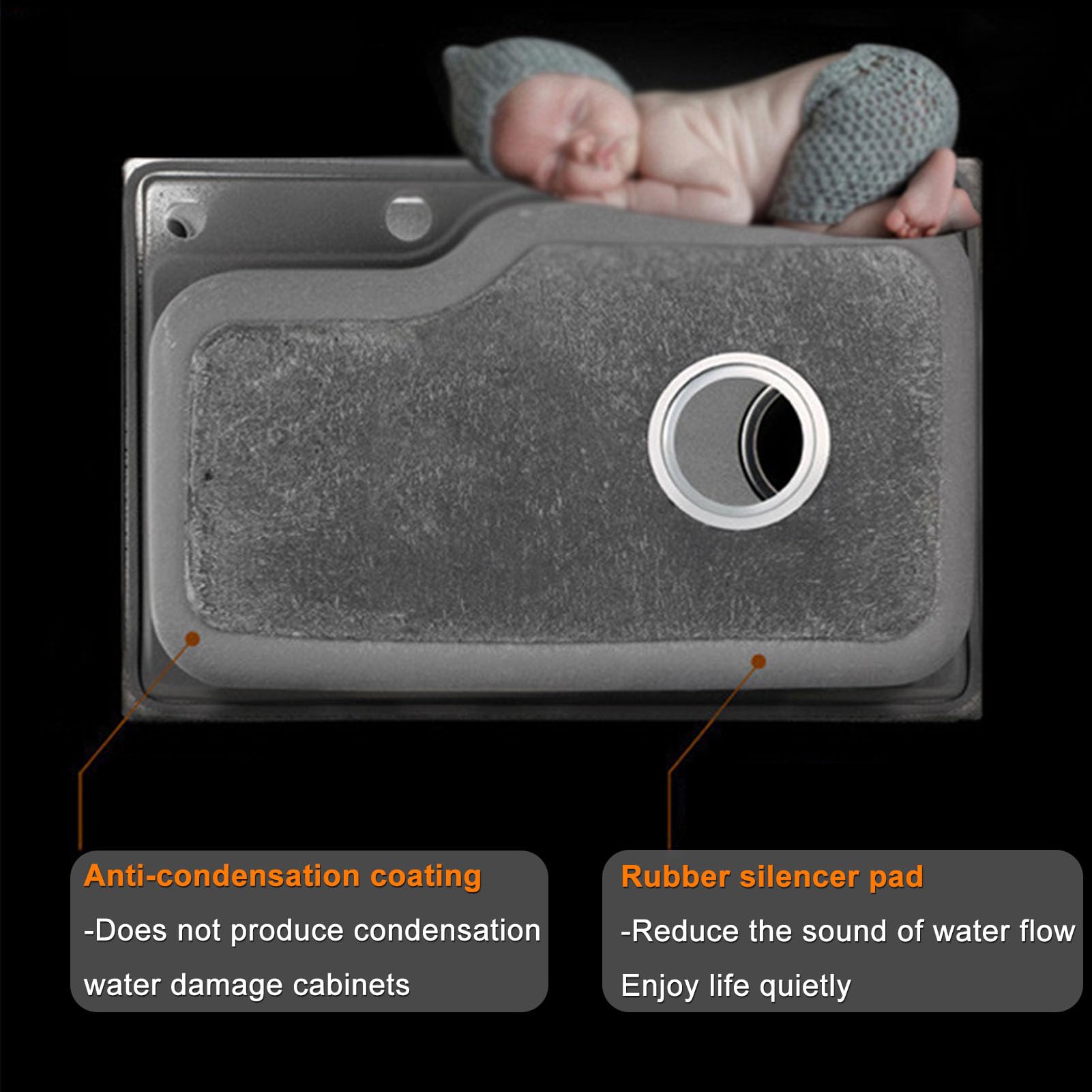 Fregadero de Acero inoxidable de Un Solo Seno, fregadero de cocina, senos profundos empotrados con cesta de drenaje y accesorios, utilitario para restaurante, baño, despensa, Bar.