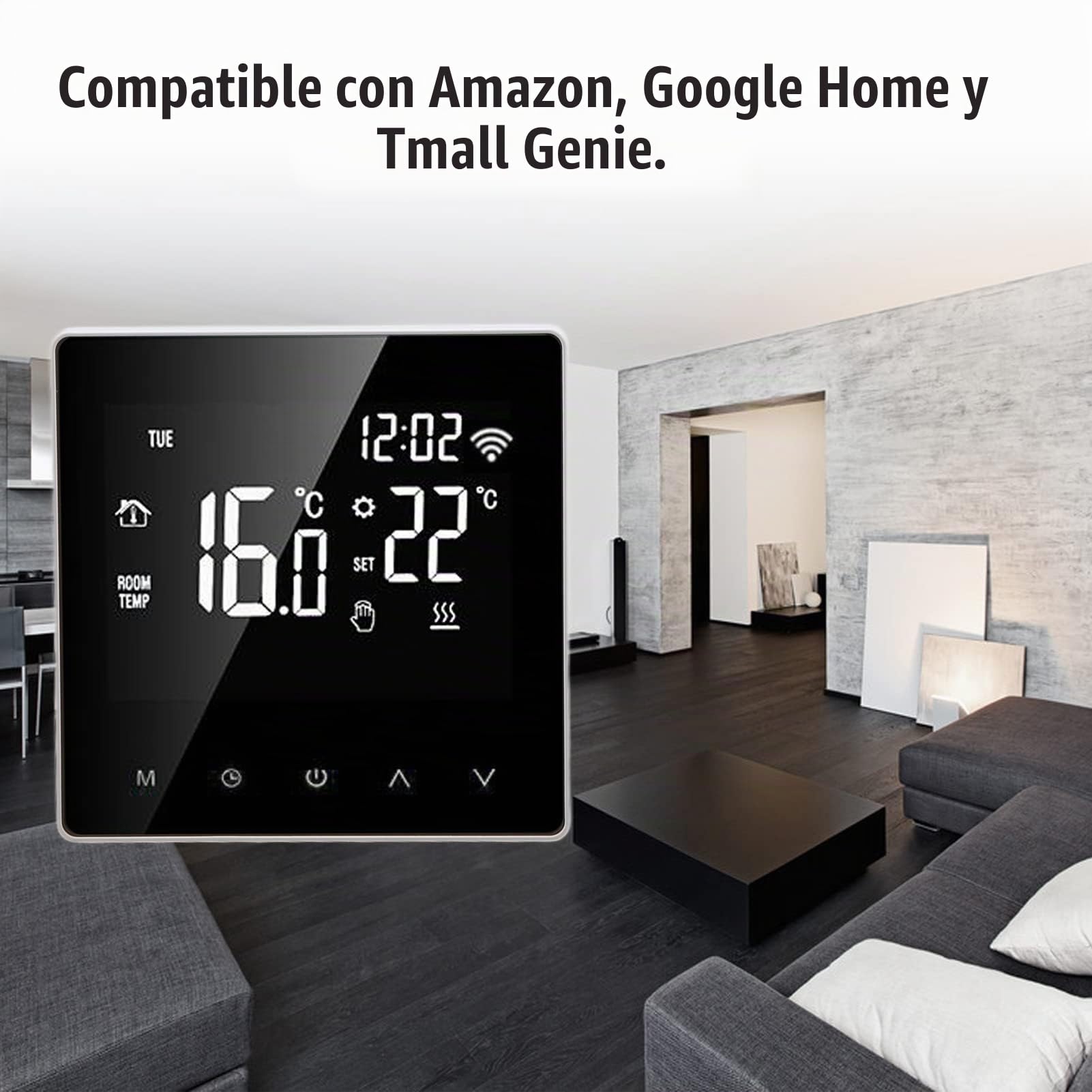 Termostato Inteligente WiFi AC230V 50/60Hz 5~90 ℃ Termostato Pantalla Táctil LCD de Calefacción de Suelo de Agua para Tuya(White Background White Button 3A)