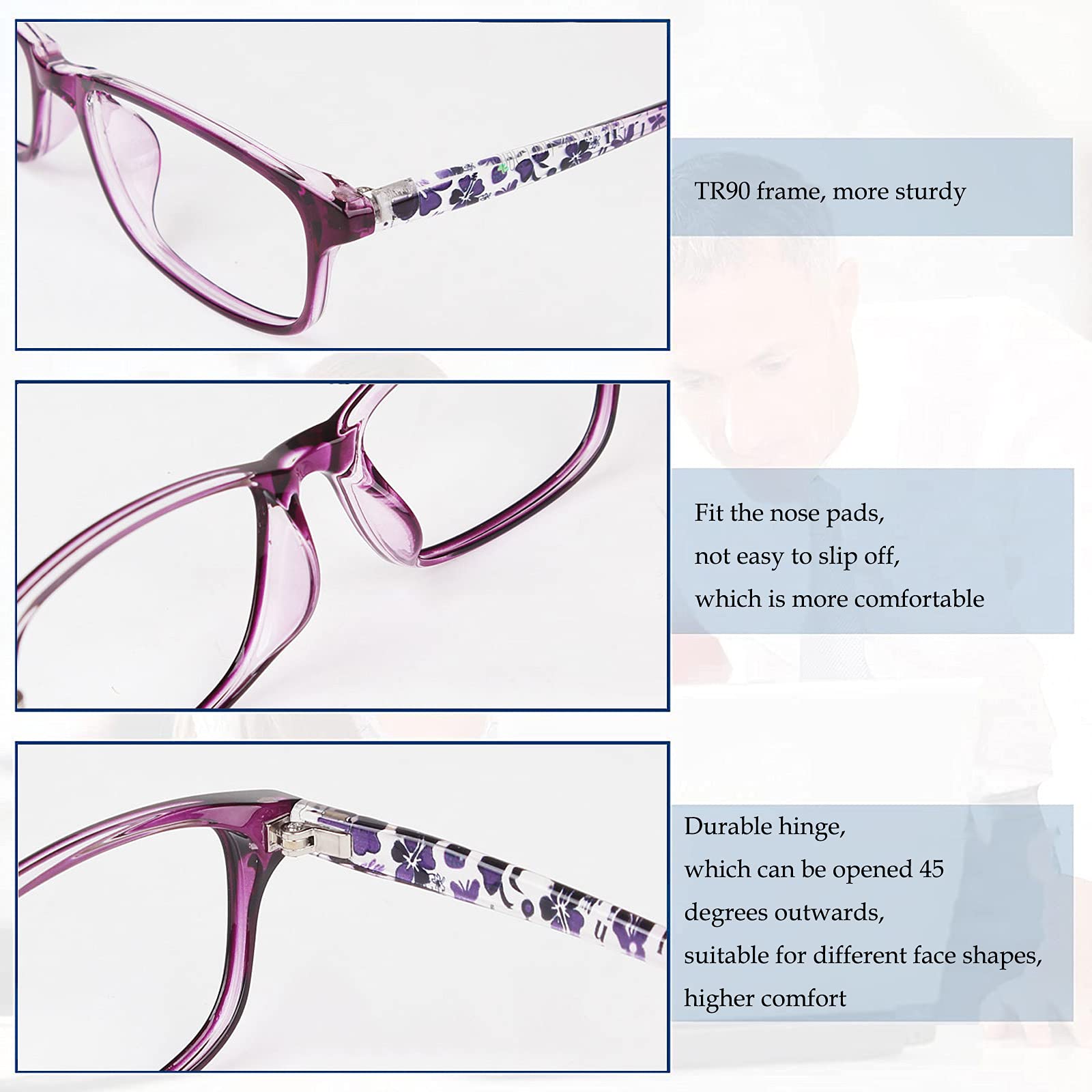 Un Pack de 2 Gafas de Lectura 2.0 para Hombres/Mujeres, Gafas de Lectura Graduadas Ultra Delgadas, Bisagras de Resorte, para Leer, Practicas,Ligeras,Comodas (+250 Pack de 3)