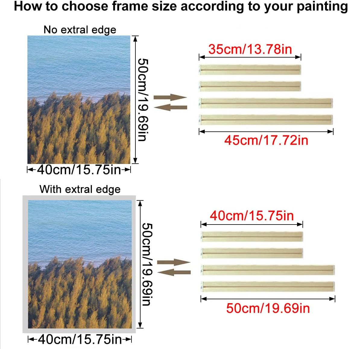 60x90cm DIY Solid Wood Canvas Frame, Canvas Floater Frames for Paint by Number Oil Painting, Diamond Painting, Wall Art, Artwork Accessories