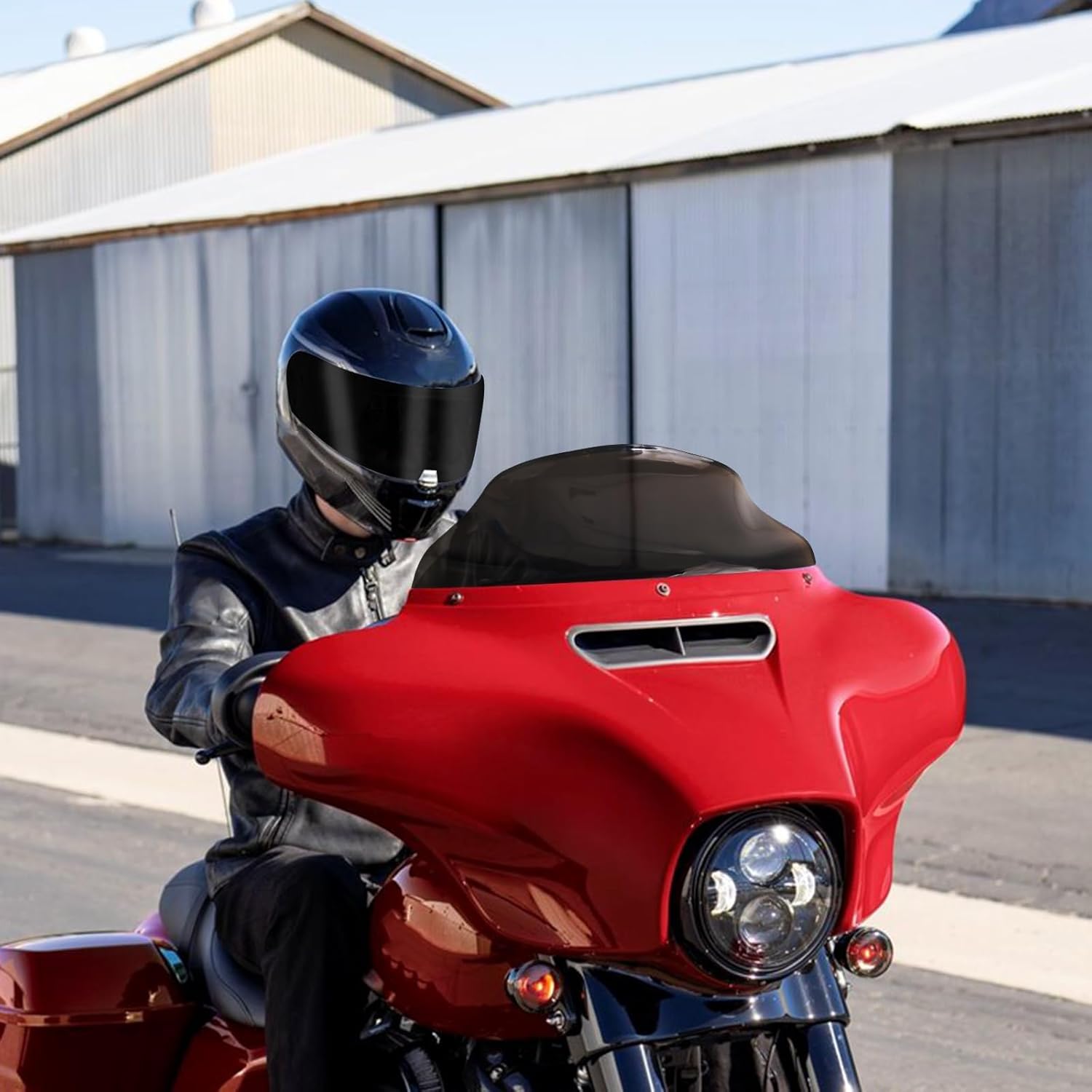 9" Wave Windshield Windscreen For Harley Touring Street Glide Electra Glide Ultra Limited FLHT FLHTC FLHX 2014-2024 Smoked Dark Motorcycle Windshield