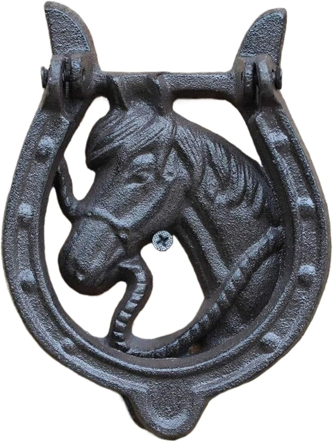 1pc Horse Head Door Knocker Handle Vintage Metal Gate Pulls Handles Knocker for Country Cottage Patio Courtyard Townhouse Manor Gate Handles Hardware Set Furniture Wardrobe Drawer
