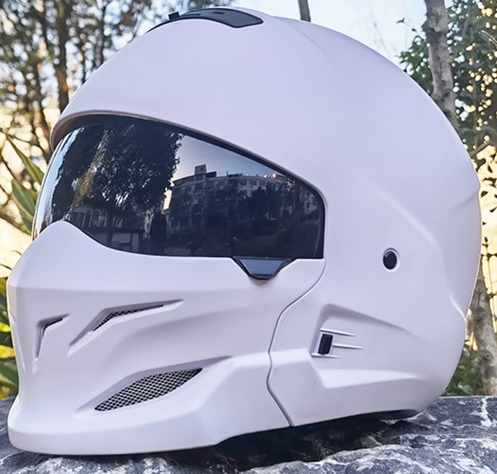 Casco Integrale Moto Retrò Scorpione Mezzo Casco Rimovibile Chin Crash Casco, Può Essere Casco Integrale Mezzo Casco, Casco Moto Certificato DOT/ECE Personalità Di Guida C,M:54-56cm
