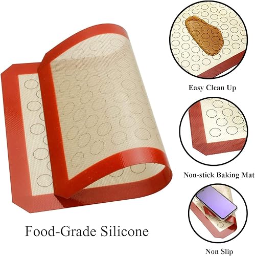 Miniatura 3 de Wildone Wildone - Juego de 4 bandejas para hornear con alfombrilla de silicona, (2 hojas + 2 alfombrillas), bandeja para hornear galletas de acero