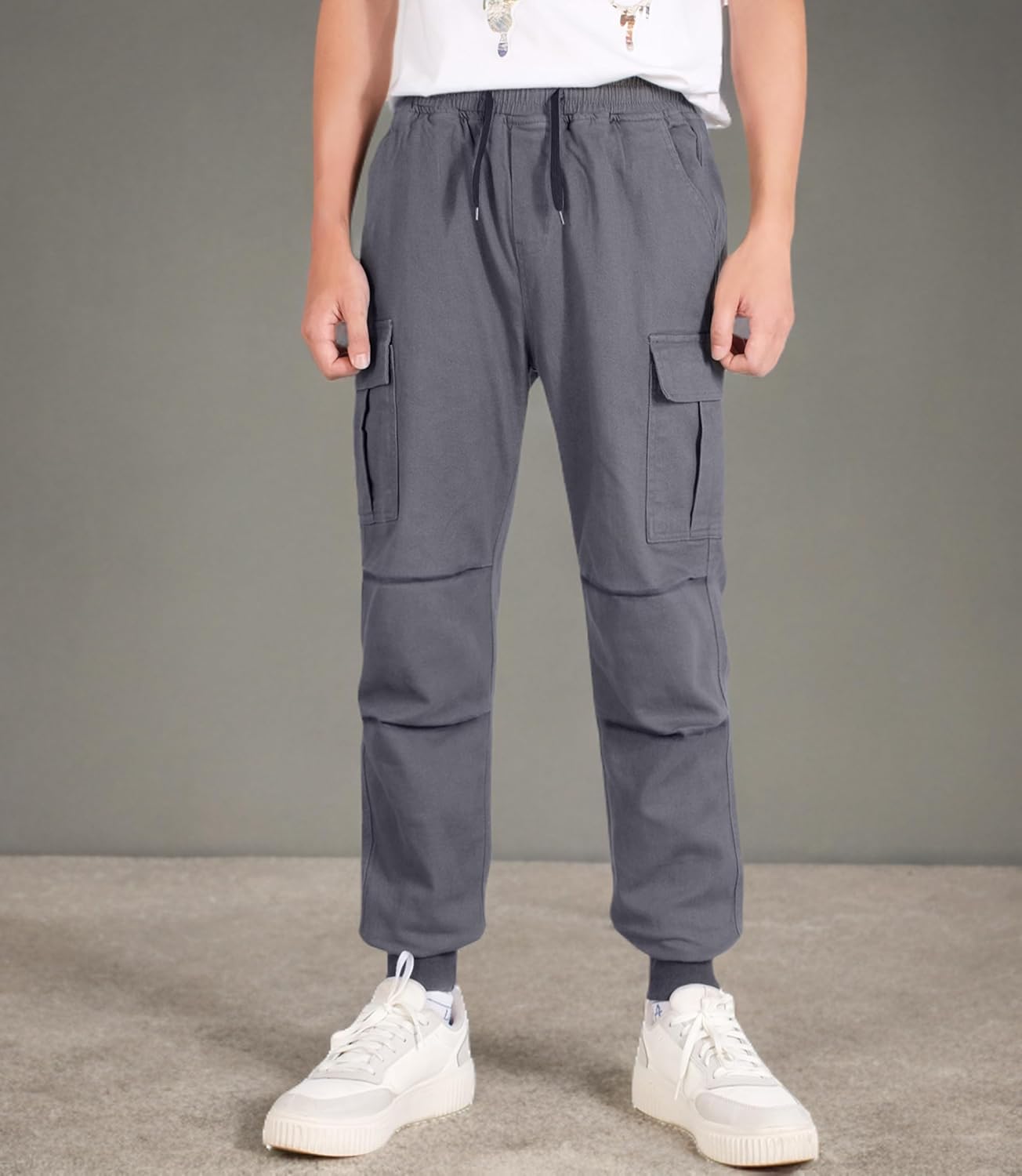 TLAENSON Boys Joggers Cargo Pants for Kids Drawstring Elastic Waist Cotton Twill Jogging School Pant - Image 8