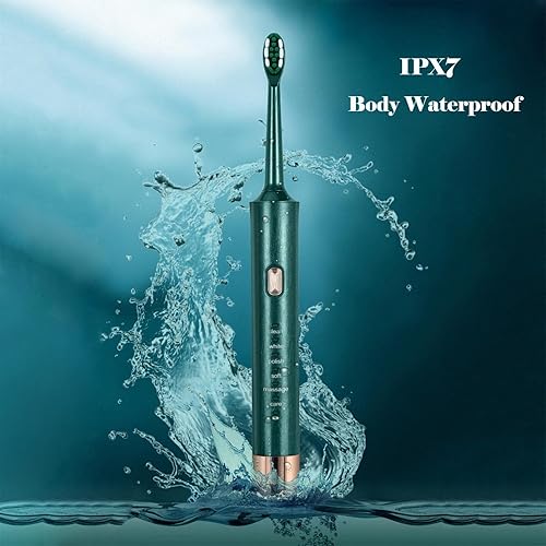 Miniatura 3 de Cepillo de dientes eléctrico con 4 cabezales de cepillo, carga rápida, 6 modos con temporizador inteligente, limpieza, blanqueamiento, cepillo de