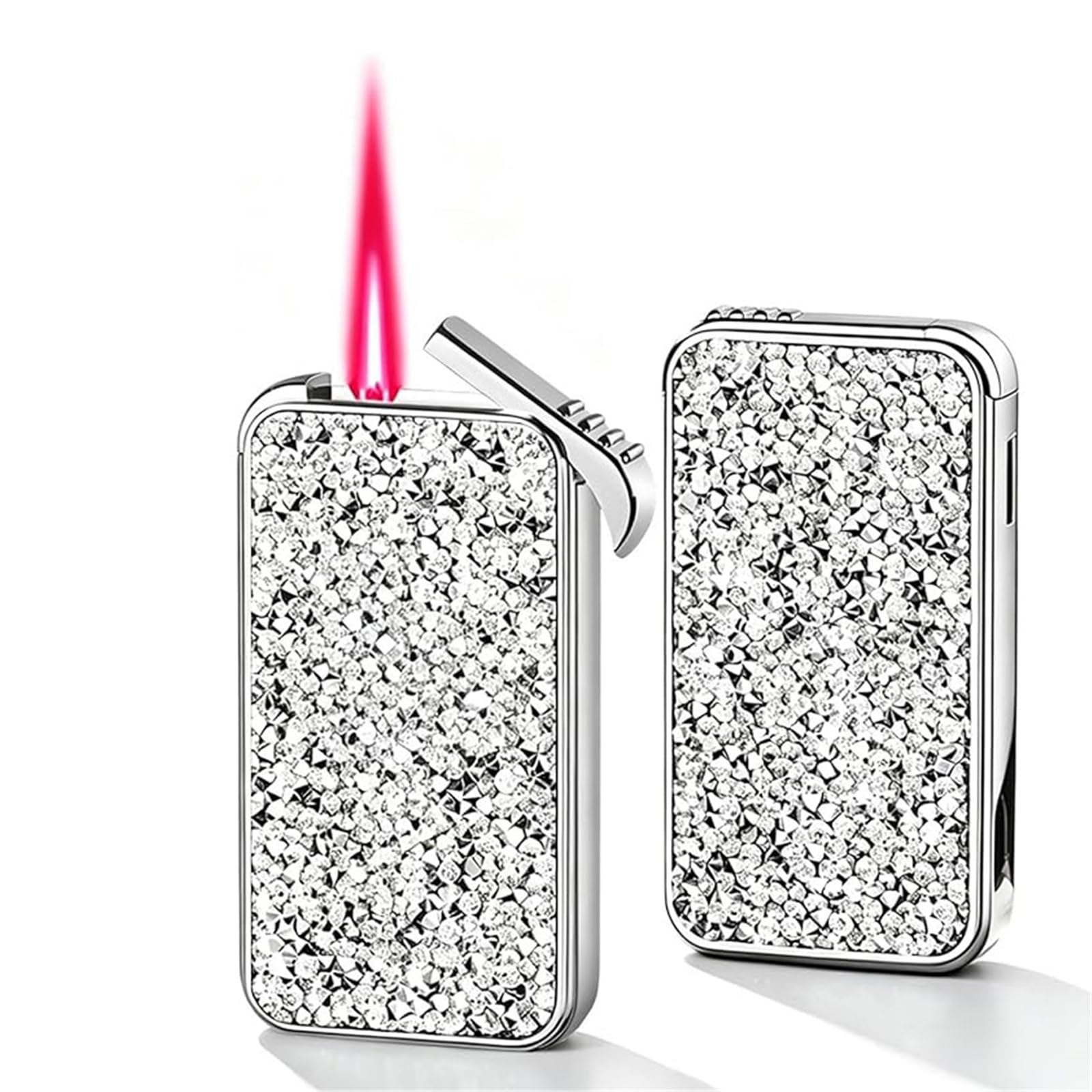 Stylish Rhinestone-Embellished Windproof Lighter — Ideal for BBQs, Outdoors, and as a Gift for Women(B)