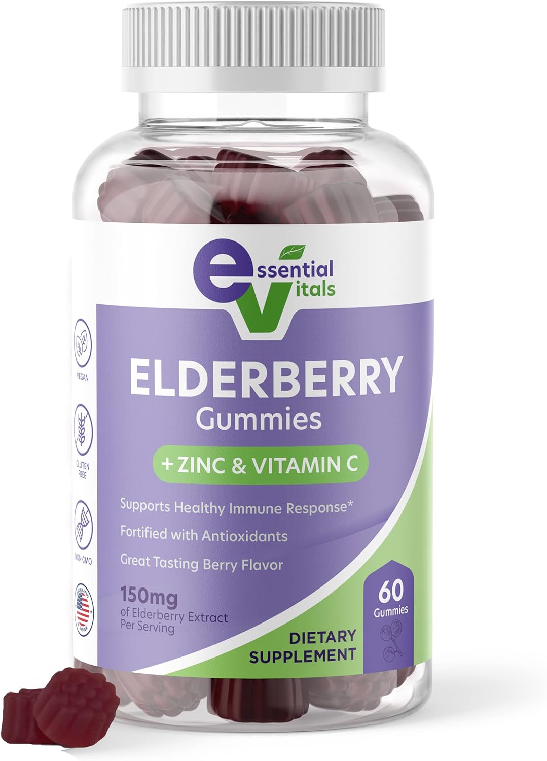 Essential Vitals Elderberry Gummies Immunity Support