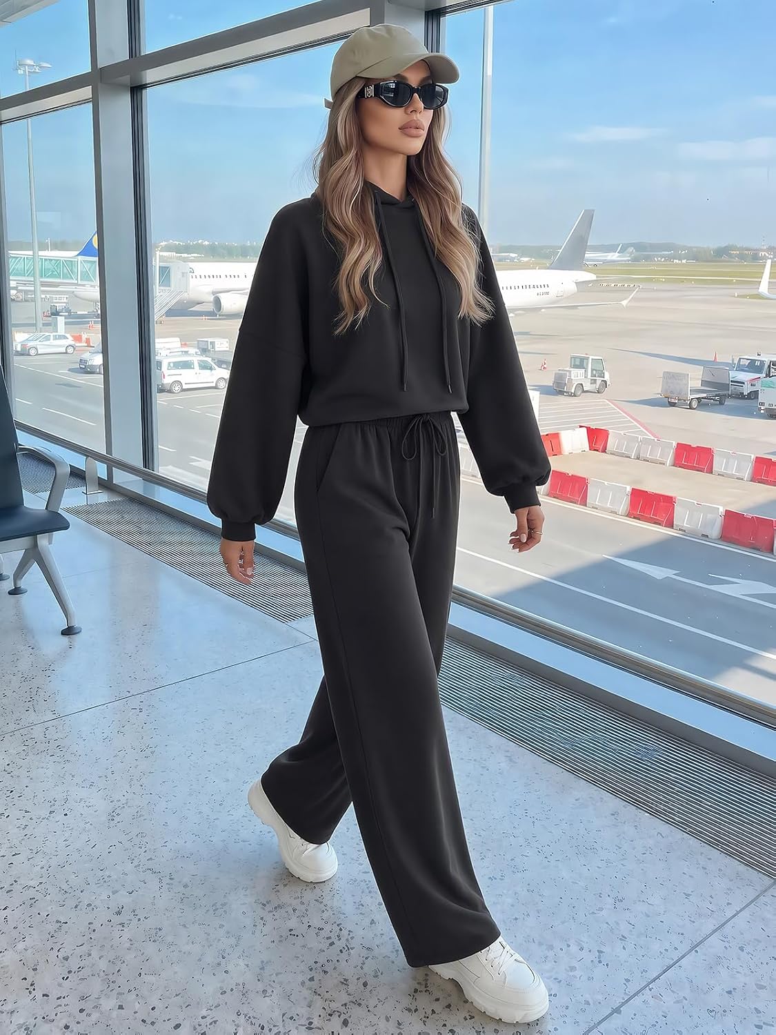 EXLURA Womens 2 Piece Lounge Sweat Sets Matching Pants Sweatsuits Travel image 3