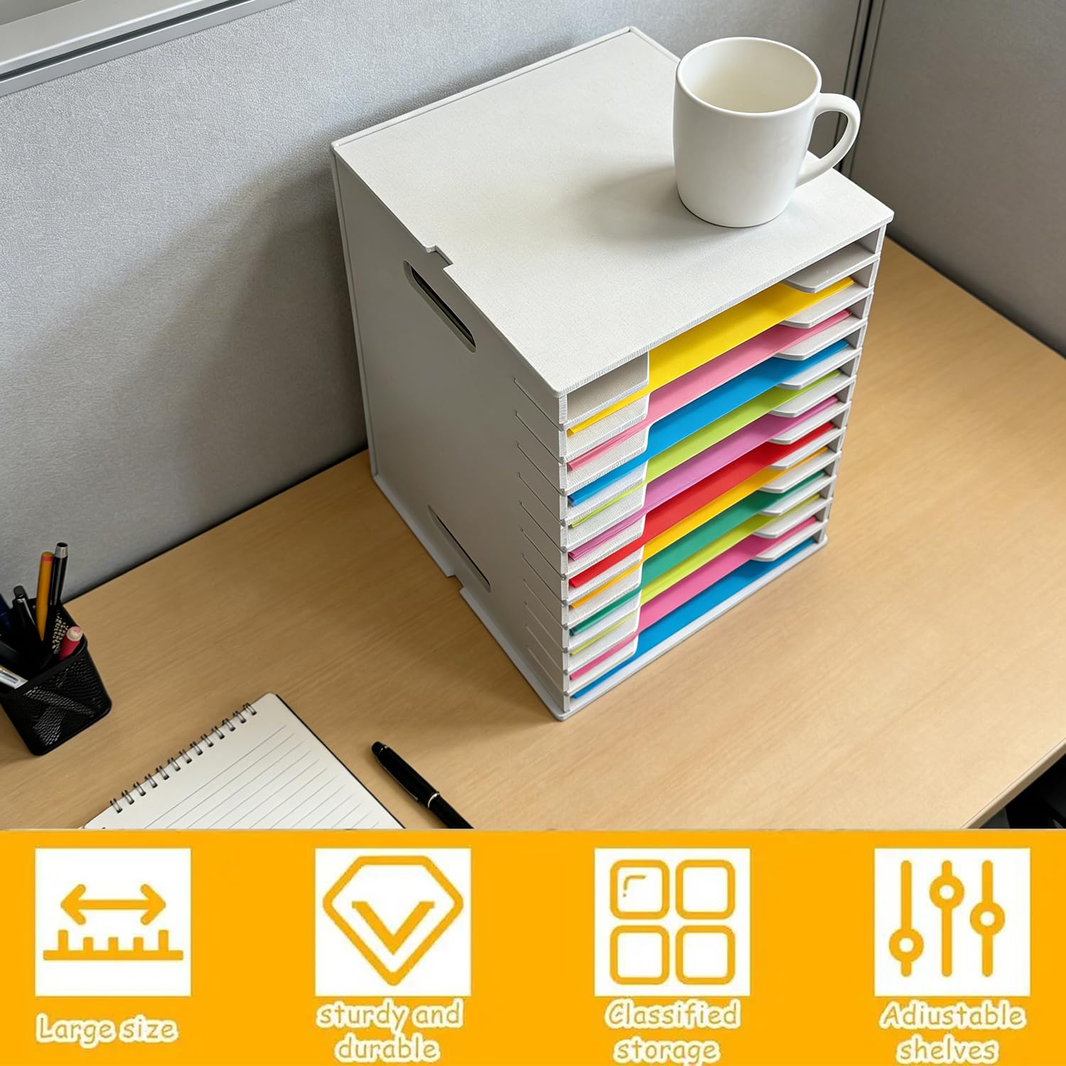 Scrapbook-Papierorganizer,12-Ebenen Aktenordner-Aufbewahrungsmappe,Papier Organizer,Schreibtisch-Scrapbooking-Papierrack Für Papierformate Bis Zu 12 x 12 Zoll,Für Scrapbooking-Aufbewahrung,Sammelalben