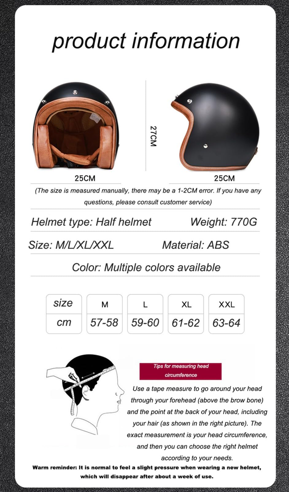 Casque Bol, Casque Jet Brain - Cap Demi-Casque Moto Vintage Homologué Dot/ECE Casque Demi-Coque Rétro Ouvert Casque À Visière Intégrée Cruiser Chopper Scooter Cyclomoteur
