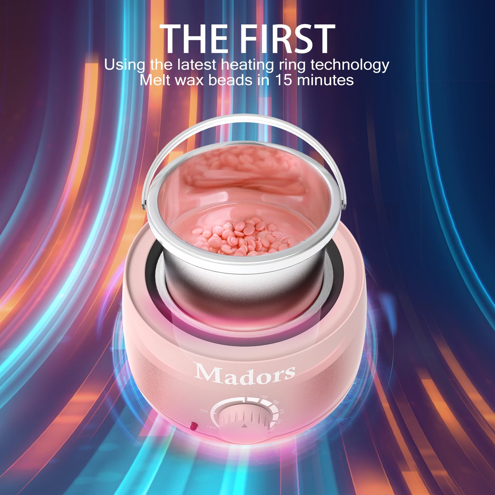Madors Waxing Kit for Women Heating Ring Wax Warmer Wax Kit for Hair Removal Intelligent Temperature Control Wax Machine with Hard Wax Beads(Pink) - Image 3