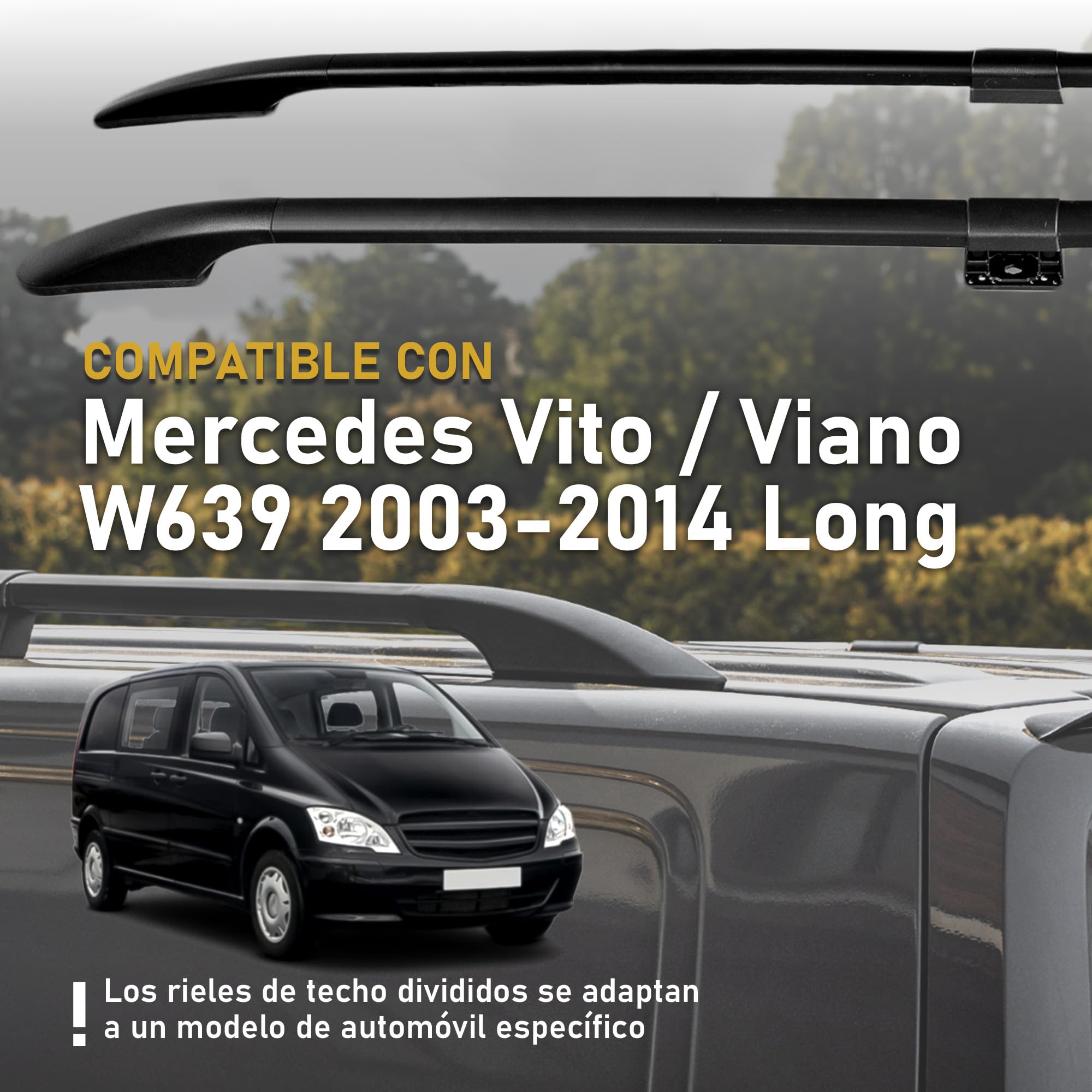 CHROMEMASTER | Compatible con Mercedes Vito/Viano W639 Long 2003-2014 | Barras Portaequipajes, Rieles de Techo; Se Utilizan Para el Montaje de Portaequipajes de Techo, Cajas de Techo o Portabicicletas