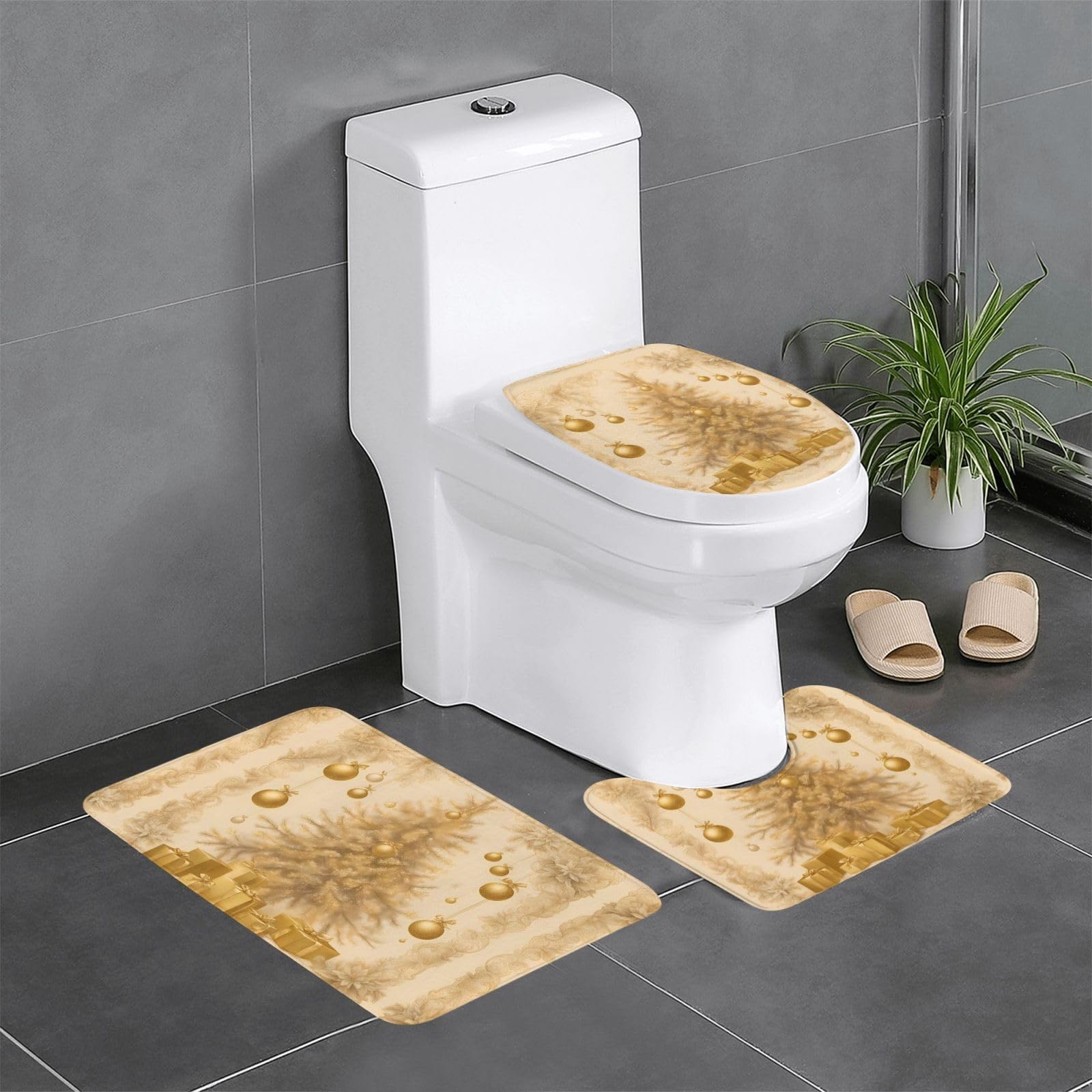 Tapis de bain en soie dorée de qualité supérieure, design antidérapant