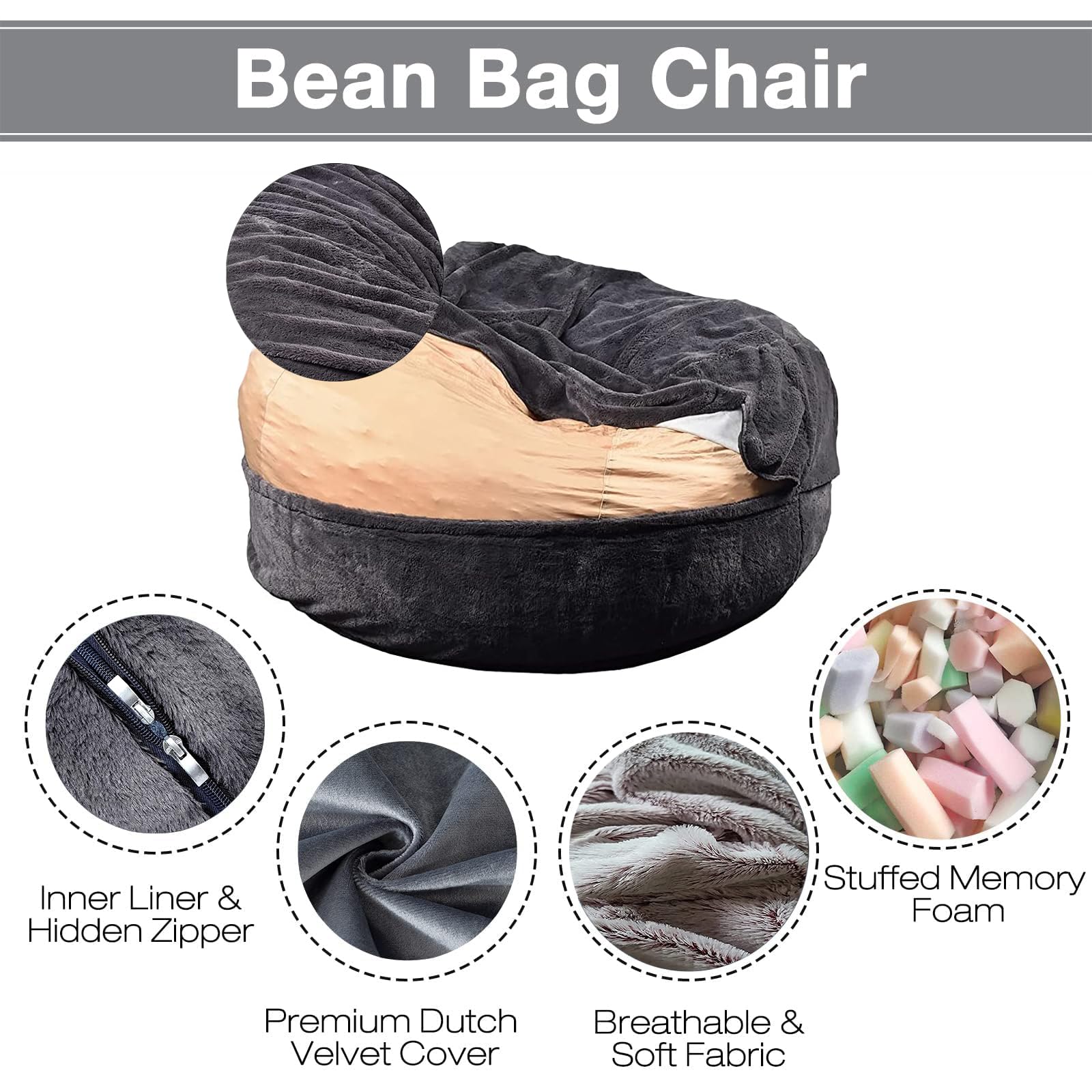 Amazon.com: LXJXRCD Bean Bag Chair Cover (No Filler) For Kids and