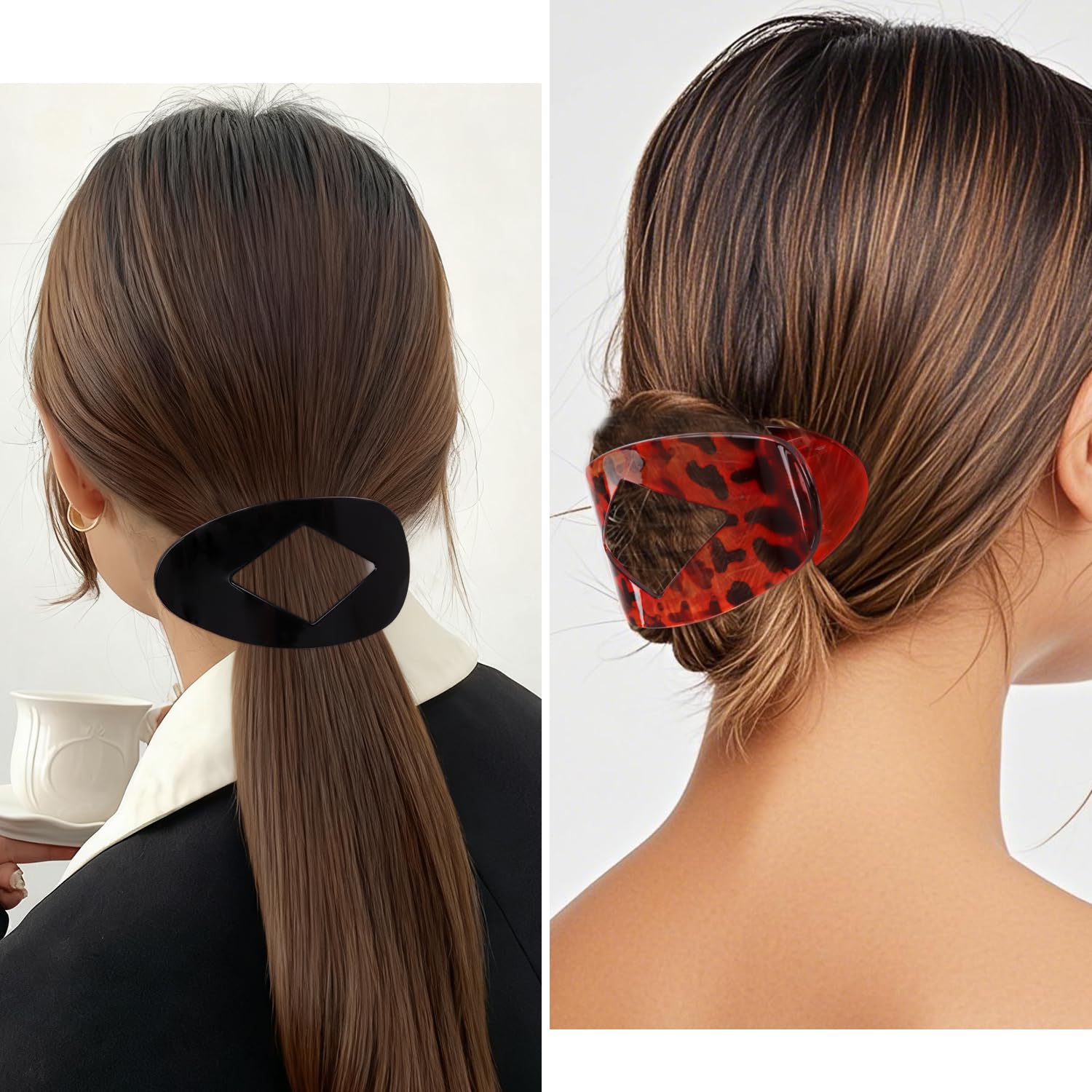 Flat Hair Clips Duckbill Large Claw Clips for Thick Medium Thin Hair 5Pcs Non Slip French Barrettes Accessories for Women Girls Oval Round Leopard Tortoise Shell - Image 2