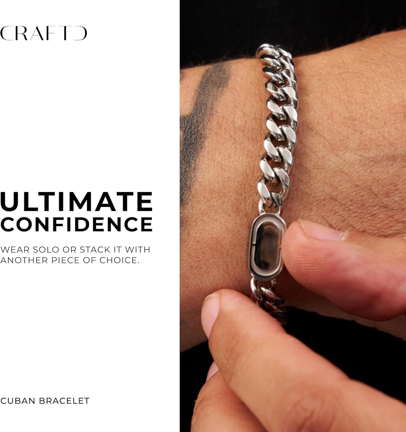 CRAFTD - Cuban Link Bracelet - Waterproof, Heat & Sweat Resistant - Gifts for Men - Men's Jewelry - Size 8MM - Image 2